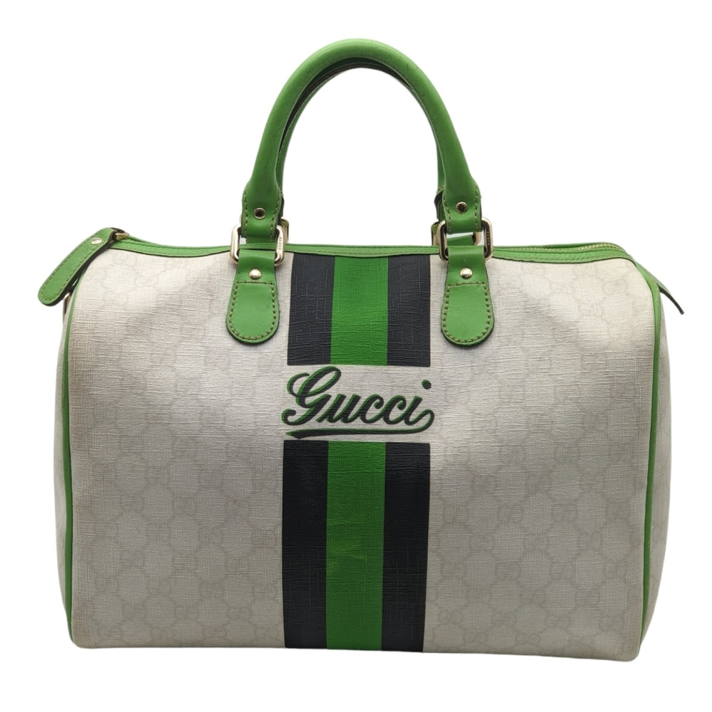 Gucci Cream and Green Bowling Bag